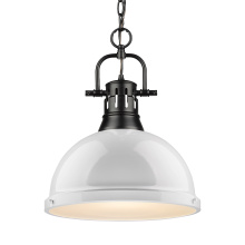 Golden 3602-L BLK-WH - Yep by Golden Lighting Duncan 1-light 14in Chain Hung Pendant in Matte Black and White shade